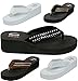 Alpine Swiss Womens Rhinestone Wedge Heel Flip Flop Sandals
