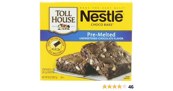 Nestle toll house pre-melted unsweetened chocolate flavor choco bake - 8ct (028000219208)