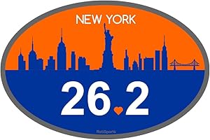 RETISPORTS New York 26.2 Magnet for Marathon Runners, Large 4x6 Waterproof Magnetic Decal with NYC Skyline for Car, Truck, SUV, or Refrigerator