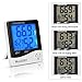 Mudder Digital Indoor Thermometer Hygrometer with Alarm Clock & Date, White/Black