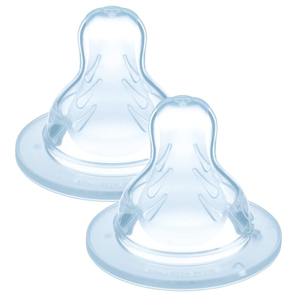 MAM 6+ Months Baby Bottle Nipples (2 Pack) - Ultra-Fast Speed X-Flow Silicone Teats - Ultra-Soft Flat Baby Teats
