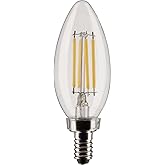 Satco S21819 4 Watt B11 LED Bulb, Clear, Candelabra Base, 2700K, 350 Lumens, 120 Volt, 2-Pack