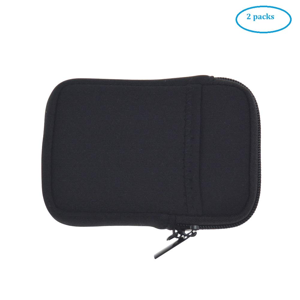 Orchidtent 2 pack Soft Neoprene External Hard Drive Case Portable Protection Travel Sleeve Cover Pouch Bags for Toshiba HDTB410EK3AA/ Seagate 1 TB(STEA1000400) and most of other models (2 BLACK)
