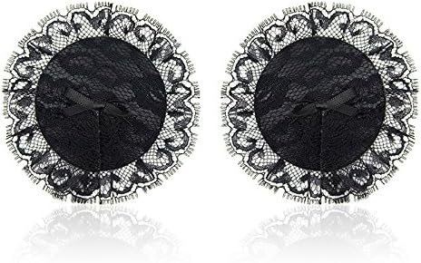 4 Pack Women Black Sexy Lace Lingerie Breast Bra Nipple Cover Silicone Pasties Stickers Dress
