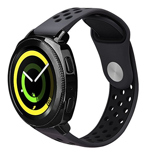Gear Sport Band - VIGOSS Soft Silicone Watch Band Breathable Replacement Strap Fitness Wristband for Samsung Gear Sport Smartwatch (Dark Gray/Black(L/XL))
