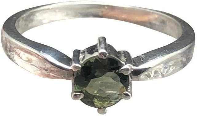 Moldavite Faceted Silver Tektite Ring ~ (686491)