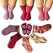 Kakalu 5 Pairs 12-36 Months Baby Girl Upside Down Cartoon Anti-Slip Cozy Ankle Cotton Socks Toddler Walker Non Skid Sneakers Footsocks Shoe Socks Foot Cover With Grips