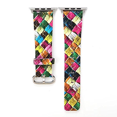 Multicolors Fresh Rainforest Woven Print Apple Watch Band Bracelet Leather Watch Band Apple Watch Accessories Apple Watch Band Series 1 2 3 Apple Watch Accessories Apple Watch