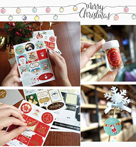 Christmas Gift Tags 96 Pcs, Merry Christmas Stickers Labels Envelope Decorative Stickers for Gifts