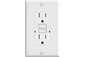 PLUGTUL GFCI Outlet 15 Amp, Tamper-Resistant, Weather Resistant, Self-Test GFI Receptacles with LED Indicator, Wallplate Included, Indoor or Outdoor Use, UL Listed, White (1 Pack)