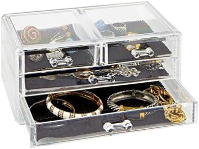 Simple &amp; Stylish 3 Tier Acrylic Jewelry &amp; Makeup Cosmetic Organizer Chest Box Best For Teen Girls Bedroom