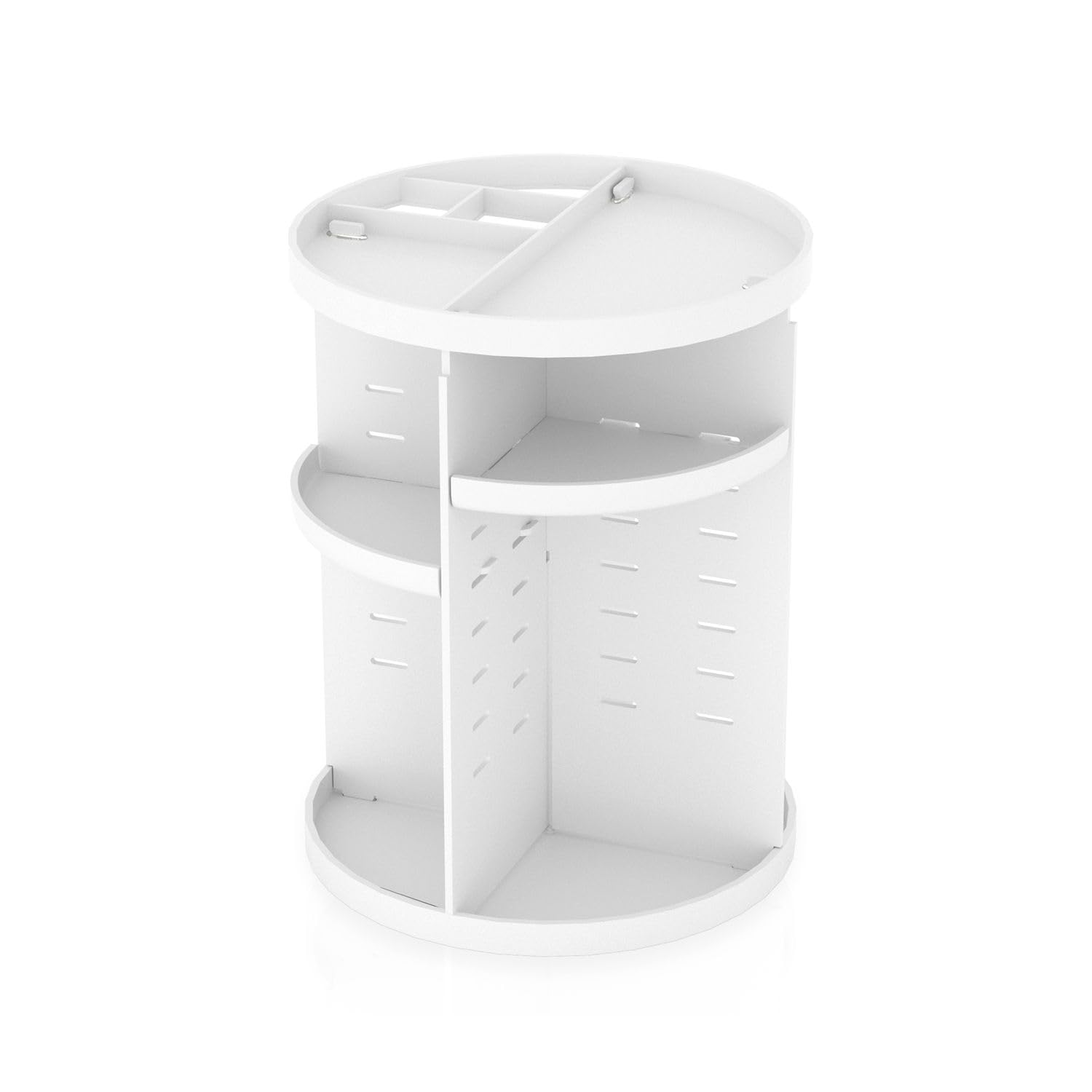 INTIRILIFE 360 degree rotatable make-up organiser in white - 30 x 23 cm - Cosmetics storage box for jewellery accessories, make-up and skincare products