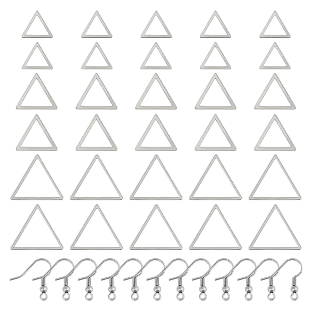DELORIGIN 290pcs Earring Making Kit with Triangles Beading Linking Ring Connectors Earring Charms Component Accessories Earring Hooks Jump Rings for DIY Jewellery Pendants Making Necklaces Craft