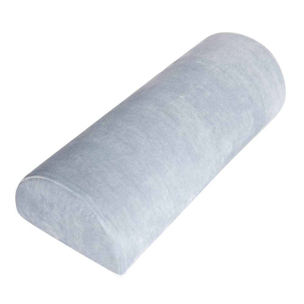 TANYOO Half Moon Pillow Bolster, Pain Relief Cushion with Removable/Washable Velvet Cover, Leg Elevation Pillow, Effective Support for Side and Back Sleepers, Neck, Legs, Knees & Waist (Grey)