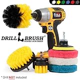 Drillbrush Power Scrubber Brush Set - Drill Brush Attachment - Grout Brush Drill Attachment - Drill Scrubber Attachment - Bathroom Cleaner Scrub Brush - Toilet Brush Cleaning Supplies - Grout Cleaner