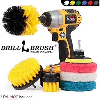 Drillbrush Power Scrubber Brush Set - Drill Brush Attachment - Grout Brush Drill Attachment - Drill Scrubber Attachment - Bathroom Cleaner Scrub Brush - Toilet Brush Cleaning Supplies - Grout Cleaner