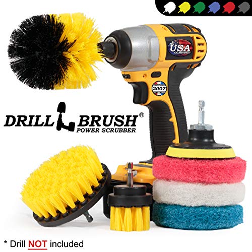 Drillbrush Power Scrubber Brush Set - Drill Brush Attachment - Grout Brush Drill Attachment - Drill Scrubber Attachment - Bathroom Cleaner Scrub Brush - Toilet Brush Cleaning Supplies - Grout Cleaner