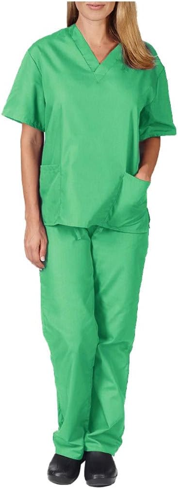 YBWZH Women's Healthcare Tunic Uniform, 2020 New Short Sleeve V-Neck Tops+Trousers Nursing Working Uniform Set Suit Top and Pants Nursing Working Uniform Set Suit