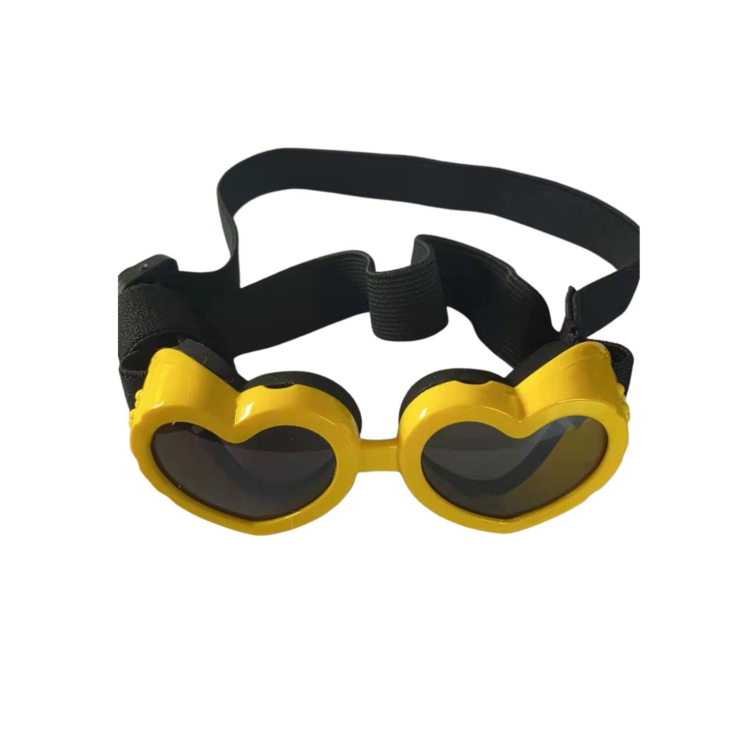 Blue Dream Island Dog Sunglasses, Heart-Shaped Adjustable Dog Goggles, UV Protective Glasses, Small to Medium Dogs - Yellow
