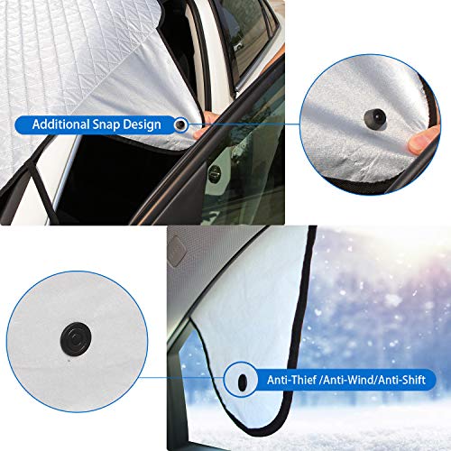 GAMURRY Windshield Cover Set for Ice and Snow for Car, Car Windshield Snow Cover Ice Removal Sun Shade for Winter Protection with Separate Rearview Mirror Cover for Most Cars, Trucks, SUVs, MPVs