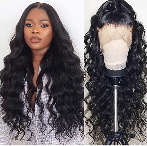 Loose Wave Wig Brazilian Lace Front Human Hair Wigs For Women With Black Pre Plucked Bleached Knots Lace Front Wig Full End Remy 18Inch