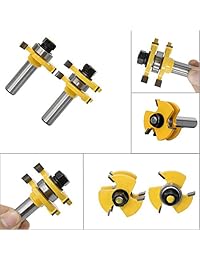 VCCA - Juego de brocas de lengua y ranura con vástago de 0.5 in, 3 dientes en forma de T, cortador de sierra de madera