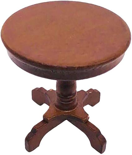 Amazon Com Vibola Wooden Dollhouse Accessories 1 12 Scale Miniature Furniture Exquisite Round Mini Side Table For Doll House Decoration Suitable For Pretend Play Dollhouse Toy Brown Toys Games