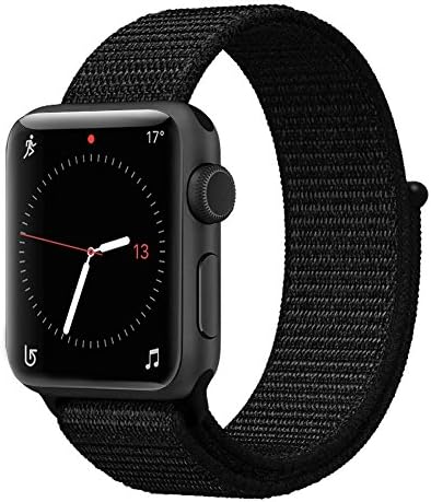 Been5le 42MM Woven Nylon Strap Replacement Sport Loop Nylon Band for Apple Watch Nike+, Series 1, Series 2, Series 3,Sport and Edition - Dark Black