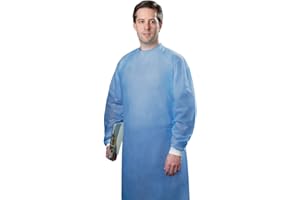 Tronex AAMI Level 2 Chemotherapy Gown, Chemo-Rated Disposable Gowns, Fluid-impervious Blue Medical Isolation Gowns with Neck Ties (50, Extra Large)
