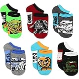 Star Wars Boys Mens 6 pack Socks (4-6 Toddler (Shoe: 7-10), Red/Blue/Multi No Show)
