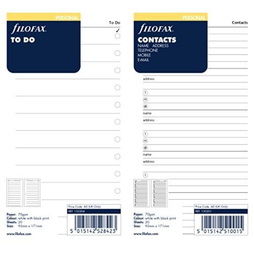 Filofax Personal To Do with Filofax Personal for Name/ Address/ Email/ Telephone/ Fax/ Mobile