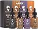 Beard Oil Conditioner Growth 4 Pack - Natural Variety Gift Set - Unscented Fragrance Free, Sandalwood, Tea Tree & Mint Conditioning, Moisturizing, Softening Beards & Mustaches Maintenance for Men