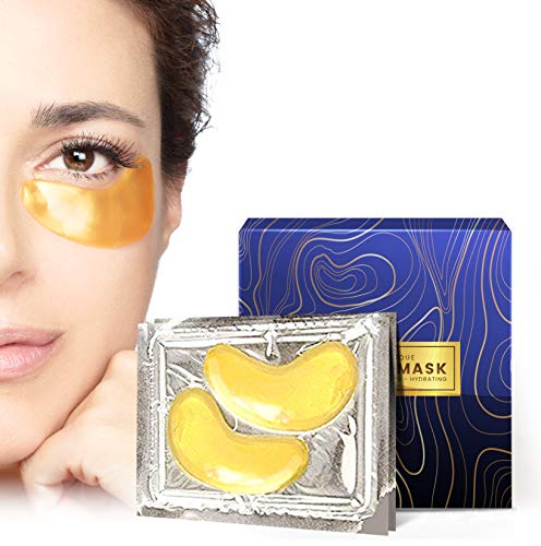 24K Gold Collagen Under Eye Patches – Dark Circles Eye Bags Puffy Eyes Treatment Mask – USA Technology Formula Upgraded Pure Natural Ingredients Extract – 15 Pairs