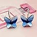 EleQueen 925 Sterling Silver Butterfly Love Hoop Huggie Stud Earrings Denim Blue Made with Swarovski Crystals