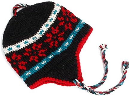 Happy Buddha Nepal Sherpa Hand Knit Hat With Soft Ear Flaps (Navy)
