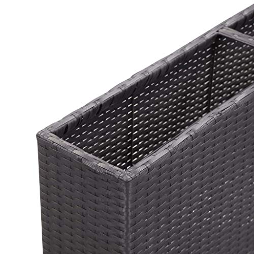 Extaum Garten-Pflanzkasten-Set 3 Pflanztöpfe mit 3 Töpfen 150×20×40 cm Poly Rattan Schwarz/Grau Geeignet für Garten… – Bild 7