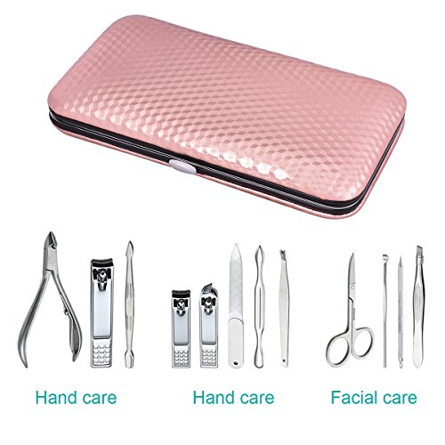 TANTAI Nail Clippers Set-Stainless Steel Personal Nail Kits,Professional Tools for Nail,Manicure Pedicure Set Fingernail Clippers with Portable Travel Case (12Pcs)