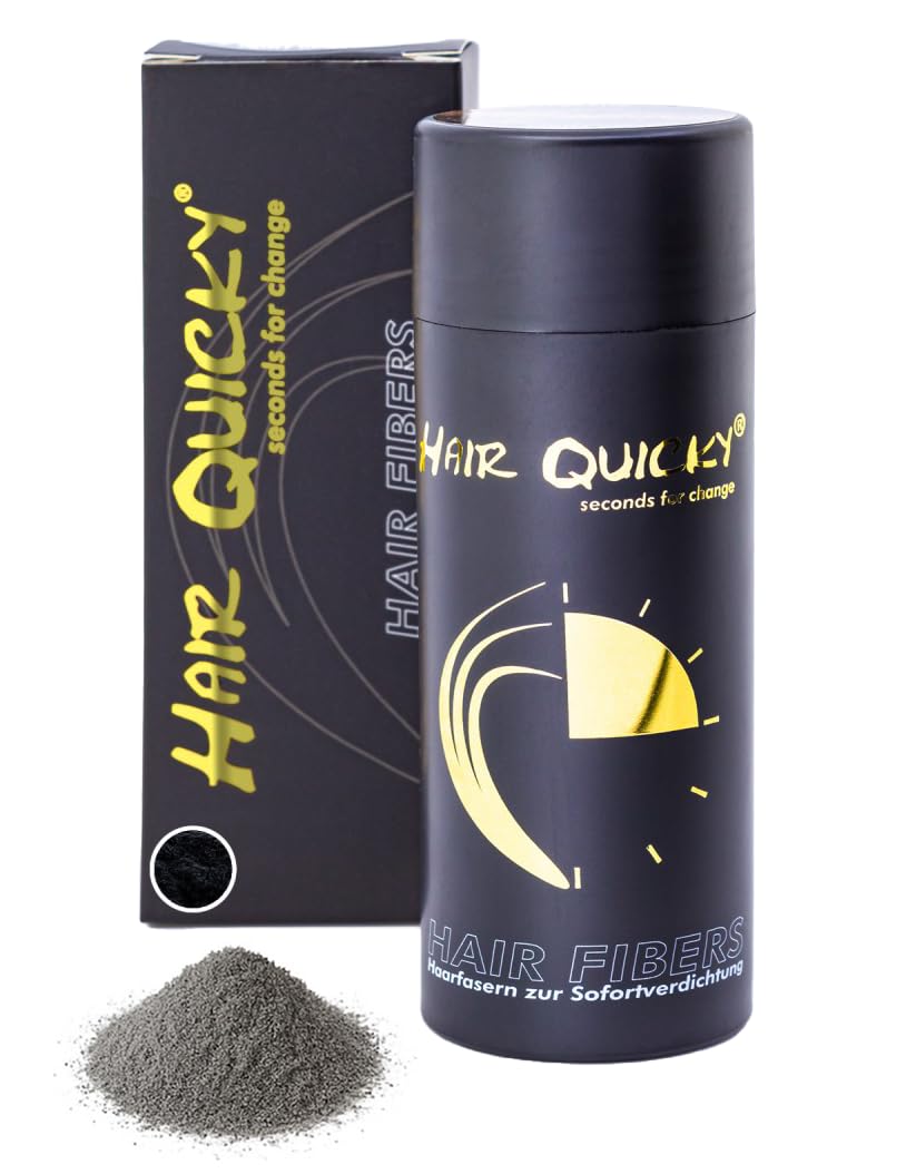 Hair Quicky® Premium Hair Fibers Powder Filler Thickener, instant effect in case of receding hairline partial baldness hair loss thin hair for men and women natural keratin | 28g | grey