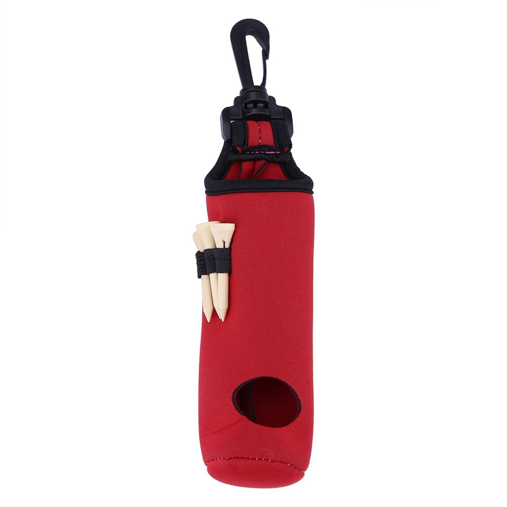 Alomejor Ball Bag Holder Clip Utility Pouch Tees Holder Carry Bag Carrier Pouch Waist Belt Bag Golfing Accessories 5 Colors(Red)
