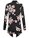 BILY Women's Open Front Drape Hem Light Weight Cardigan Floral Printed Black 2 XX-Large