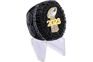 NOBLEHEAD 2023 Fantasy Football Championship Ring | Black Gunmetal Plated Award For Fantasy Football Trophy League Winner | Color Stones