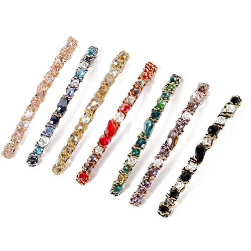 CHN'S 7 Pcs Women Girls Fashion Jewelry Bling Bling Crystal Rhinestone Barrette Hair Clip Colorful Big Hair Pin Stick Accessory Head Piece