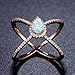 OPALBEST Ideas Criss Cross Rose Gold Plated Ring with White Pear Shaped Opal for Women and Girls