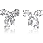 Fashion Design Statement Rhinestone Large Bow Stud Earrings for women