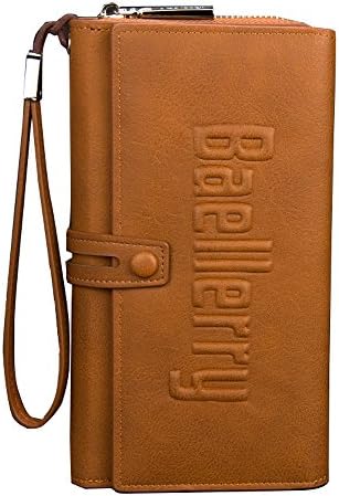 Men's Clutch Bag Handbag Business Organizer Checkbook PU Leather Wallet Purse Sllybo (style 06-yellow)