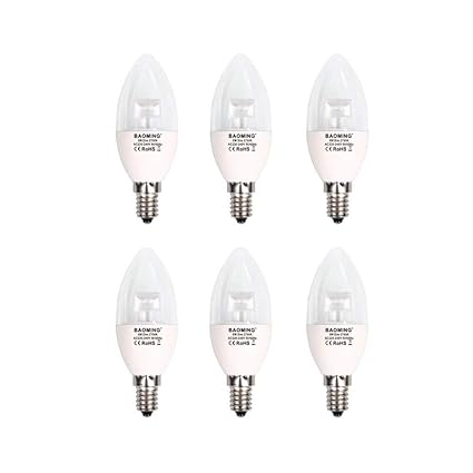 LED Lampe E14 5 watt Ersetzt 40w Lampe C37 Leuchtmittel Dimmbar warmweiß 2700K, 450 Lumen 220-240V, CRI80, Transparente Abdec