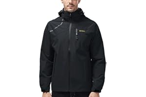 Kugnala Mens Lightweight Waterproof Rain Jacket Windproof Raincoat Hooded jackets for Men Hiking Cycling Travel M-7XL