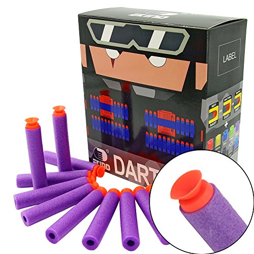 EKIND 100 Pcs Suction Darts Refill Pack Foam Bullet Compatible for NERF N-Strike Series Blaster (Purple)
