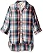 Speechless Girls' Rayon Yd Plaid Roll Tab Top