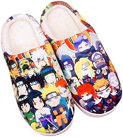 アニメナルトぬいぐるみスリッパ3Dプリントうちはサスケパターンホーム暖かい靴男性女性漫画秋と冬の柔らかい屋内スリッパ